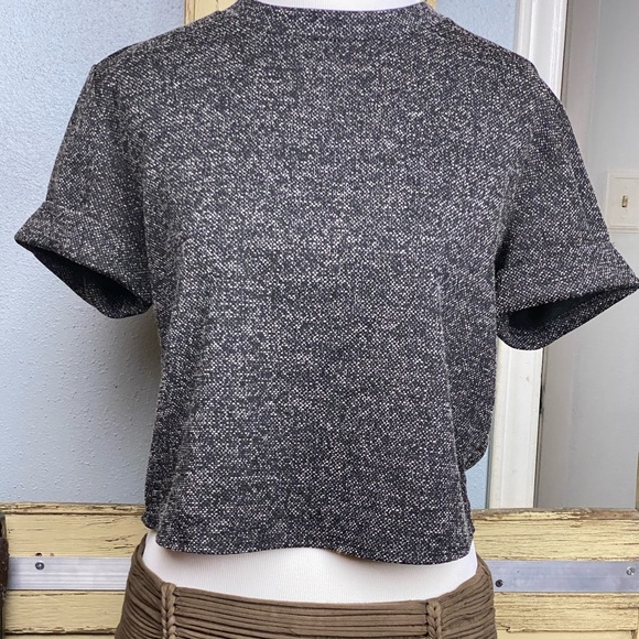 Zara Basic Marled Twill Cropped Top with Cuff (S) - Picture 1 of 4